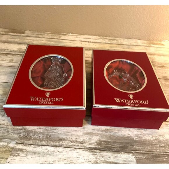 Vintage Waterford Crystal Ornament Lot – Nativity Arch, Ruby Angel, Christmas Tr - Picture 13 of 13